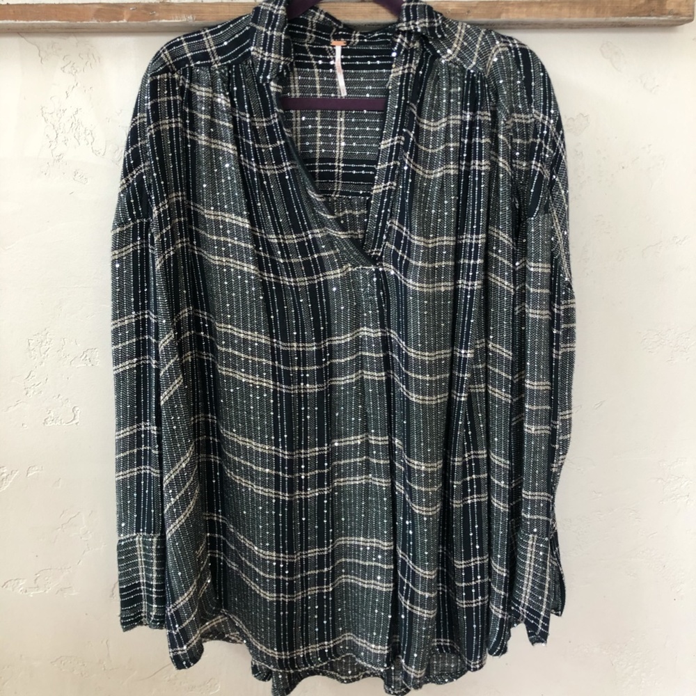 Free People Tunic - Black with Gold and Silver